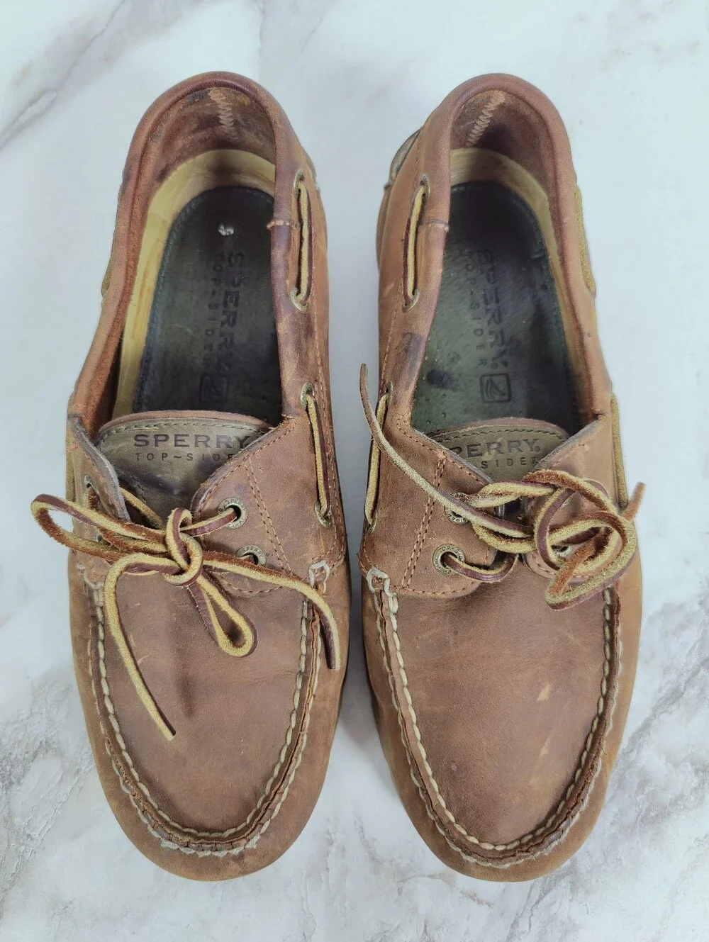 Sperry Men's Top-Sider Boat Shoes Brown Leather Classic Moc-Toe, Sz 9